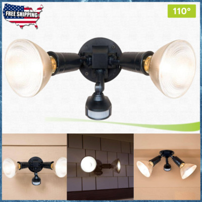 Outdoor Security Flood Light 110° Motion Activated Sensor 300-Watt PAR Black