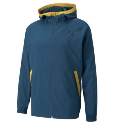 

Puma Vent Woven Full Zip Training Jacket Мужская синяя повседневная спортивная верхняя одежда 520, Синий, Puma Vent Woven Full Zip Training Jacket