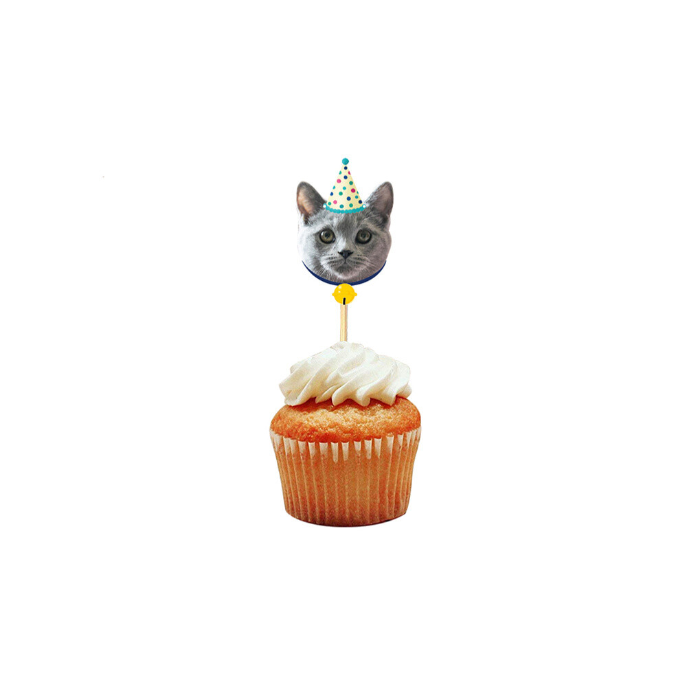 24pcs Cat Cake Toppers Pet Themed Party Decorations For Dancing