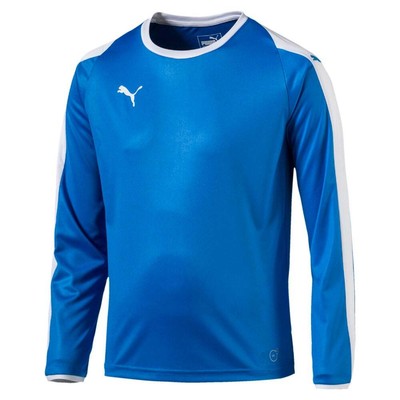 

Футболка Puma Liga с круглым вырезом и длинными рукавами для мальчиков, синяя 70342102, Синий, Puma Liga Crew Neck Long Sleeve Soccer Jersey Youth