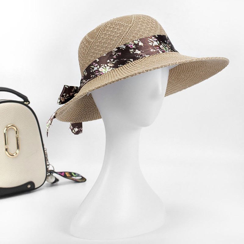 Ladies Women Sun Hat Straw Spring Summer Floppy Beach Wide Brim Foldable Cap UK