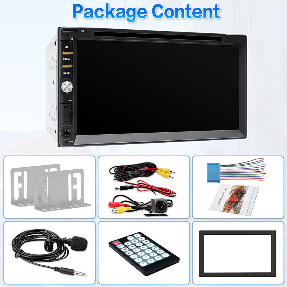 Double 2DIN 7'' Car Stereo Radio CD DVD Player Wireless CarPlay Android Auto US