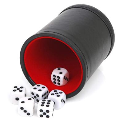 	TUZAMA Felt Lined Professional Dice Cup - with 6 Dice Quiet for Yahtzee Game	