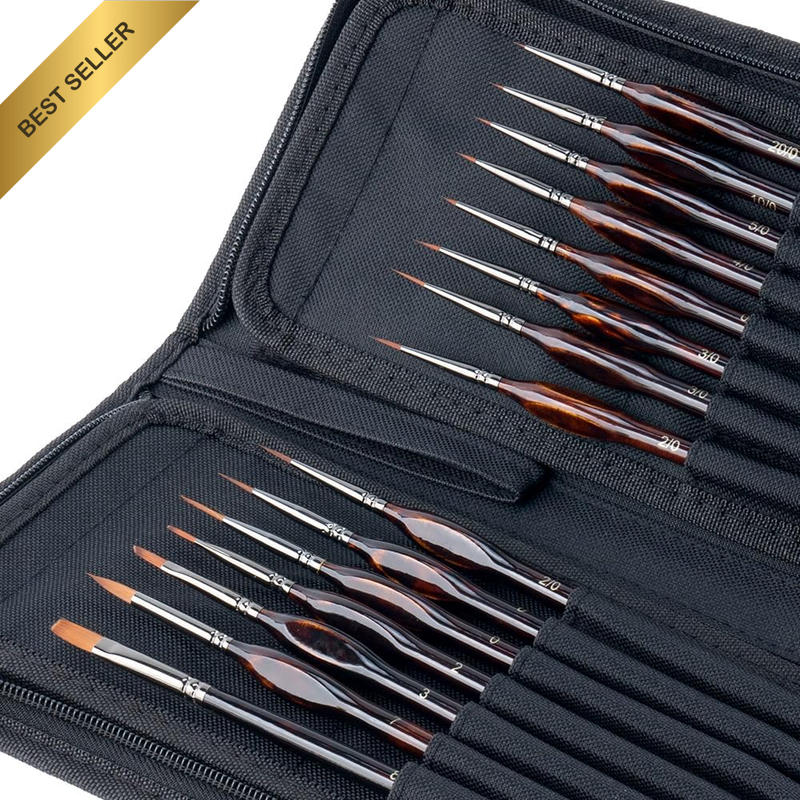 Artist Detail Paint Brushes with Case 15Pces for Model Miniature Painting