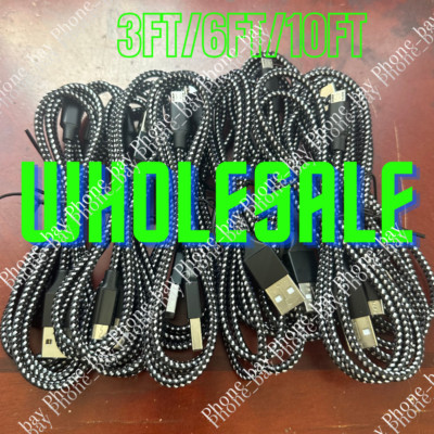3/6/10Ft Micro USB Fast Charger Data Sync Cable Cord Lot For Samsung Android LG