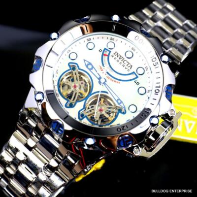 Pre-owned Invicta Reserve Venom Fusion Double Open Heart Automatic Steel Mop Watch