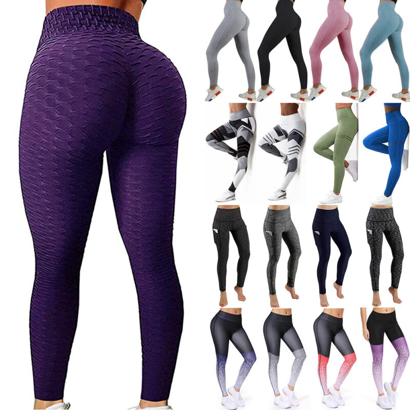 Women Butt Lift Yoga Pants High Waist Leggings Ruched Workout Booty Trousers US 3