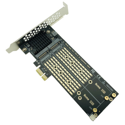 PCIe To M2 NVME Adapter Card M Key SSD M.2 PCI Express X1 Expansion Riser 2Port 