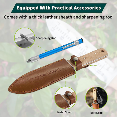 Berry&Bird HORI HORI Japanese Garden Knife Weeding Digging Tools w/ Sheath USA