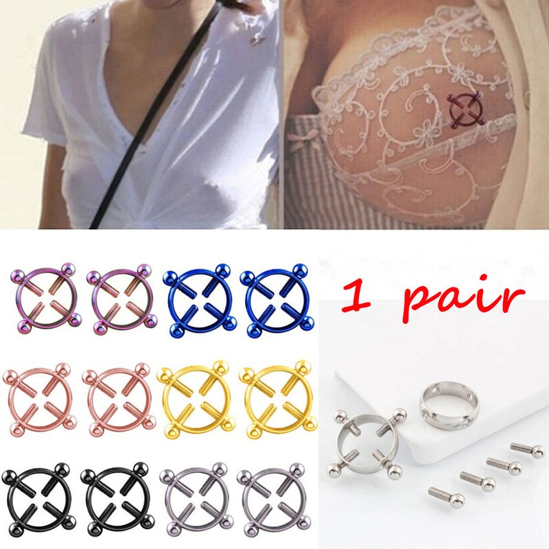 Stainless Steel 316l Body Jewellery Fake Piercing Nipple Ring Shield