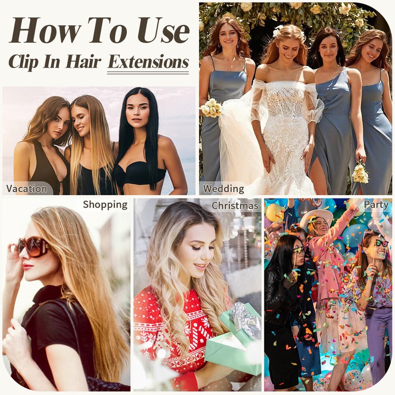 100% Thick Clip In On Half Full Head Hair Extensions Real Long AS Human Balayage