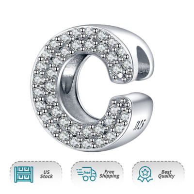 Authentic Capital letters A to Z Charm 925 Sterling Silver Women Bracelet Charm