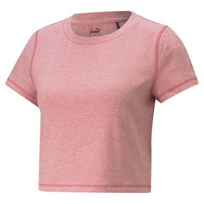 

Puma Exhale Rib Crew Neck Футболка с коротким рукавом Женские розовые спортивные повседневные топы, Розовый