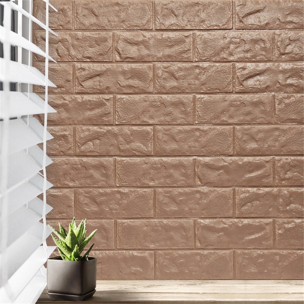 Pannello Spugna 3d Mattoni Marrone Adesivo Pareti Sfondo Casa Muri 30x60cm dfh