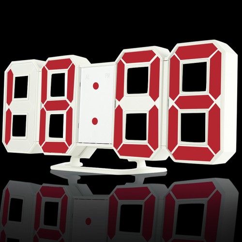 Famirosa 3D Luminous Digital Alarm Clock Dimmable Brightness 12 / 24h Display