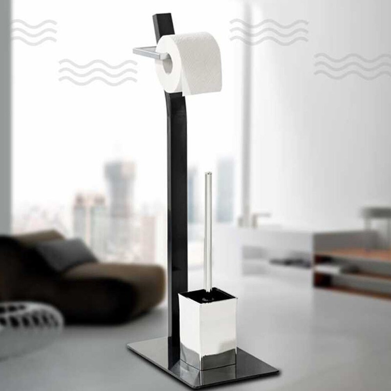 Edelstahl WC Stand- Garnitur WC Ständer Toilettenpapierhalter