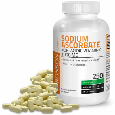 Bronson Vitamin C (Non Acidic) Sodium Ascorbate, Gentle, 250 Tablets