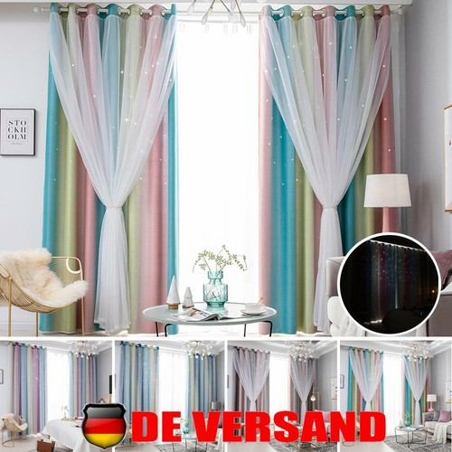 Bunte Sterne Vorhang Verdunkelungsvorhänge Ösen Doppelschicht für Kinderzimmer