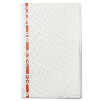 Chix 8252 13" x 21" Cotton Food Service Towels - White/Red (150/Ct) New