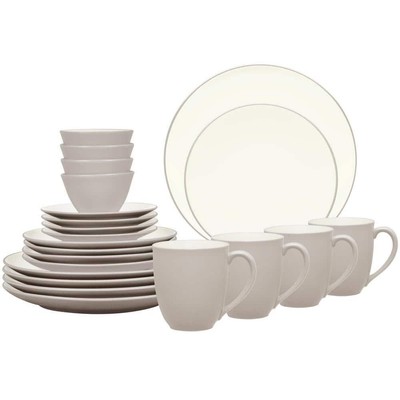 Noritake Dinnerware Set Stoneware Round Casual 20-Piece Colorwave Sand Beige
