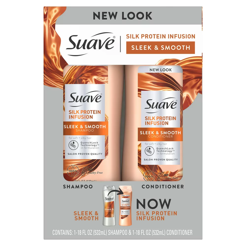 Suave Silk Protein Infusion Shampoo and Conditioner, 18 Oz 2 Pack