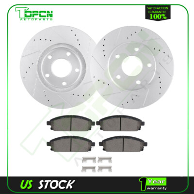 Ceramic Pad and Brake Disc Rotors Front Drill Slot For Nissan Quest 2004 - 2009
