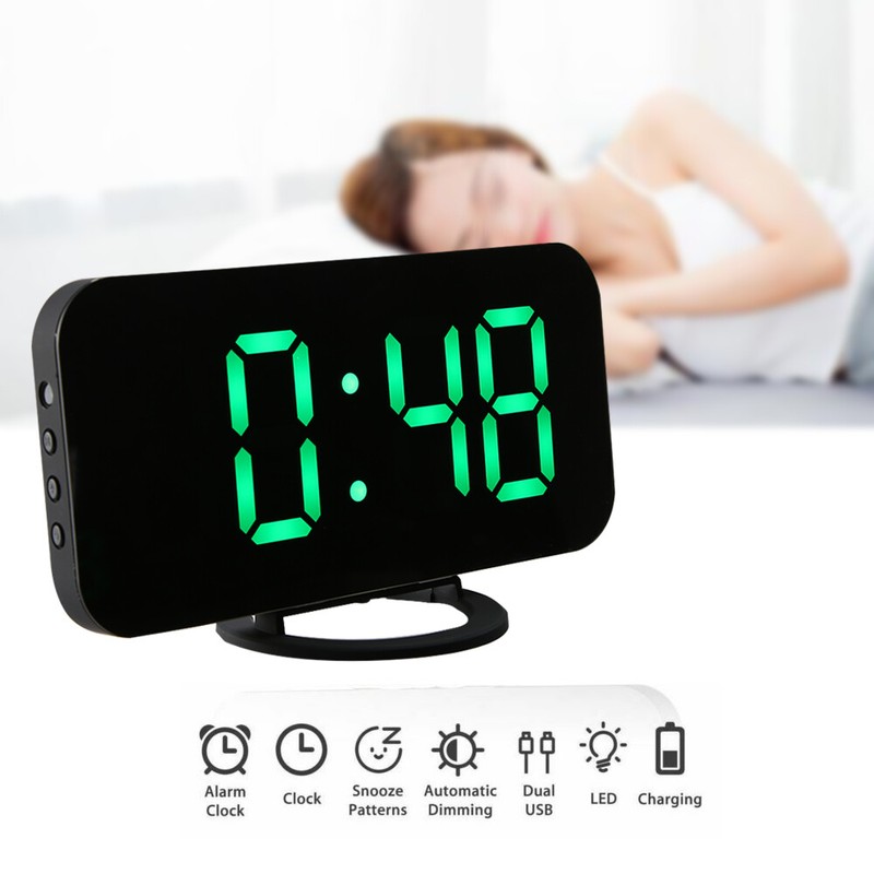 LED Digital Wecker Tischuhr Uhr Beleuchtet Nacht Thermometer Snooze Alarm
