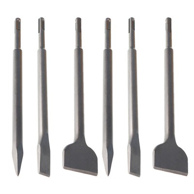 6-Pack Concrete Drill Bit Set Includes Point Chisel + 20mm & 40mm Flat Chisel
