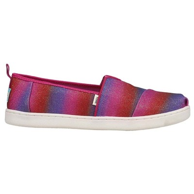 

TOMS Alpargata Пурпурные повседневные слипоны на плоской подошве с блестками для девочек 10016861T, Фиолетовый, TOMS Alpargata Glitter Slip On Youth