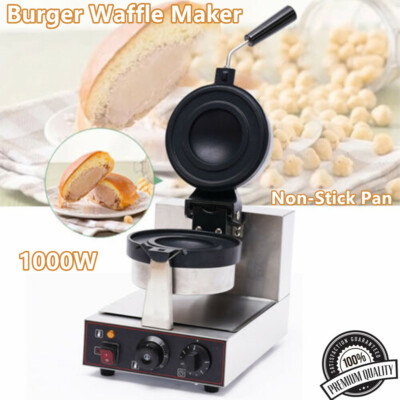 Commercial Electric Burger Waffle Make Panini Hamburger Press Baking Machine 1KW