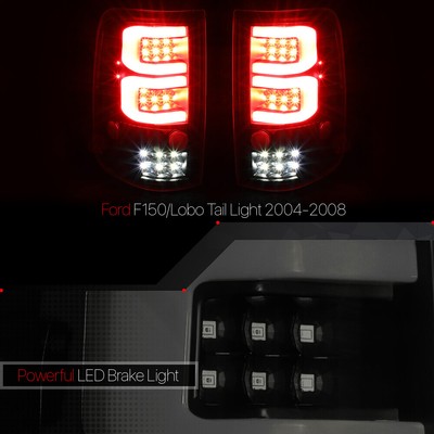 Black/Smoked*TRON LED BAR*3D Neon Tube Tail Light Lamp for 04-08 Ford F150/Lobo