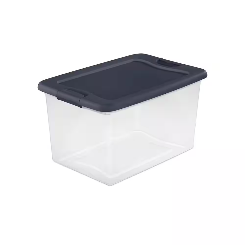 Sterilite 64 Qt Latching Storage Box Clear Plastic Tote Bin Hinged Lid Stackable