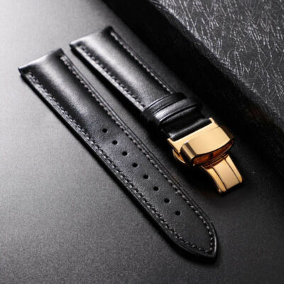 13mm-24mm Leather Watch Band Bracelet Strap Replacement Deployment Clasp Buckle