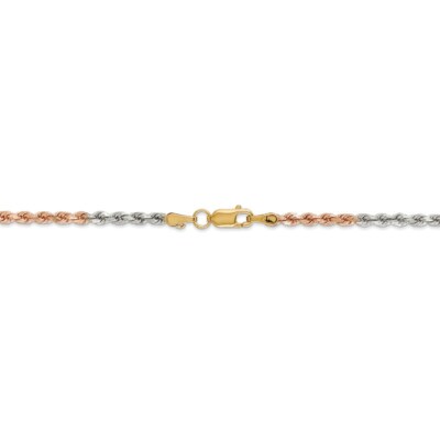 Pre-owned Superdealsforeverything Real 14kt Tri-color 2.9mm Diamond Cut Rope Chain Bracelet; 8 Inch; Lobster Clasp