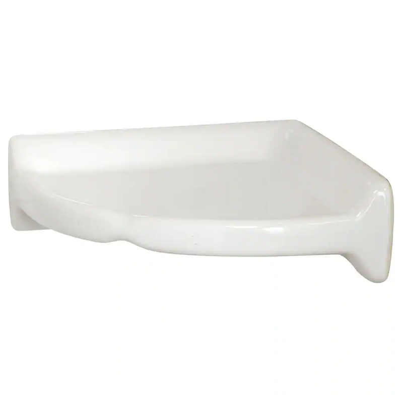 White Ceramic Wall Mount Corner Shower Shelf Tile Soap Shampoo Glazed Glossy NEW