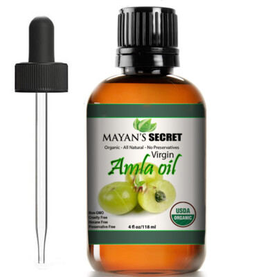 Amla oil for hair growth Virgin Organic USDA Certified Large 4oz Glass bottle 