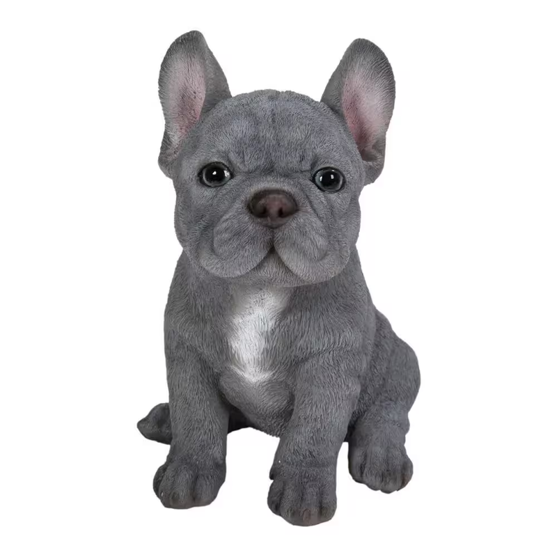 Blue French Bulldog Puppy Statue Polyresin Garden Decor Indoor Outdoor Figurine