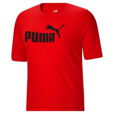 Puma Ess Logo Футболка с круглым вырезом и короткими рукавами Большие высокие мужские красные повседневные топы 58644