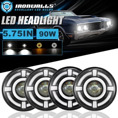 For Oldsmobile Delta 88 1965-75 4pcs 5-3/4'' 5.75'' LED Headlights Hi/Lo Beam DRL