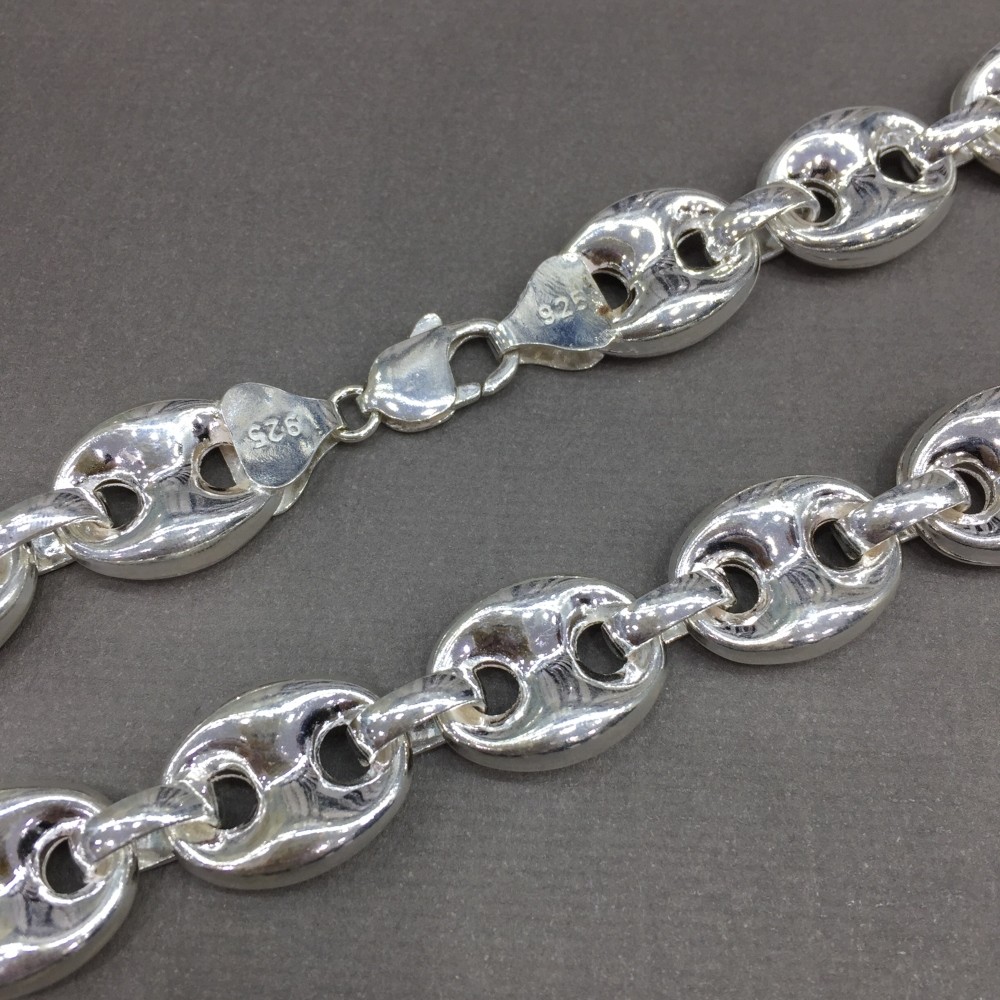 Pre-owned Handmade 17mm Mens Puffed Mariner Link Chain Necklaces 925 Sterling Silver 107gr 24 Inch