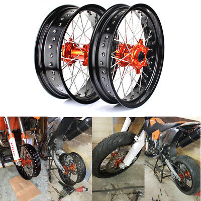17" Supermoto Wheel Set Rim Hub for KTM SX SXF SXS EXC 125 250 350 450 530 03-14