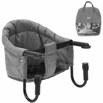 Fillikid Tischsitz Babysitz - faltbare Baby Sitzerhöhung / Booster Sitz Grau