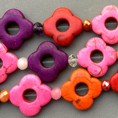 Dyed Magnesite 19mm Disco Flower Semi Precious Stone Beads Q34 Beads per Pkg