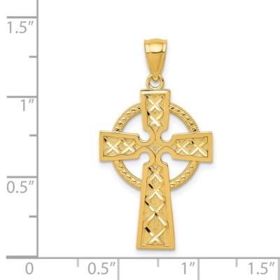 Pre-owned Superdealsforeverything Real 14kt Yellow Gold Celtic Cross Pendant