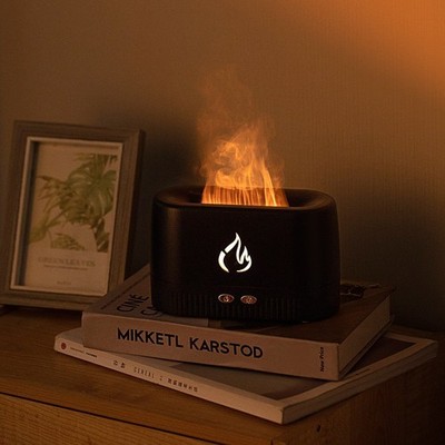 Black 3D Simulation Flame Aroma Diffuser & Humidifier - Ultrasonic Desktop