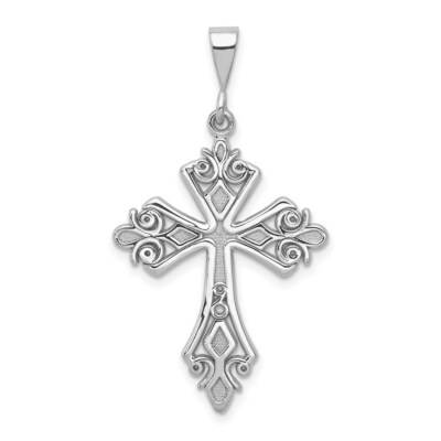 Pre-owned Skyjewelers Real 14kt White Gold Fleur De Lis Cross Pendant