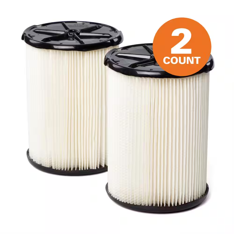 RIDGID Shop Vac Filter 2 Pack Wet Dry Vacuum Cartridge Filter 5 Gallon Plus