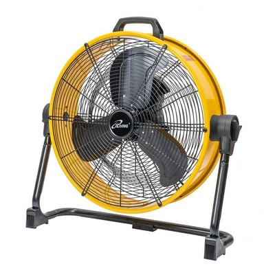 Barrel Floor Drum Fan Step-less Speed Adjustment High Velocity Yellow DC Motor