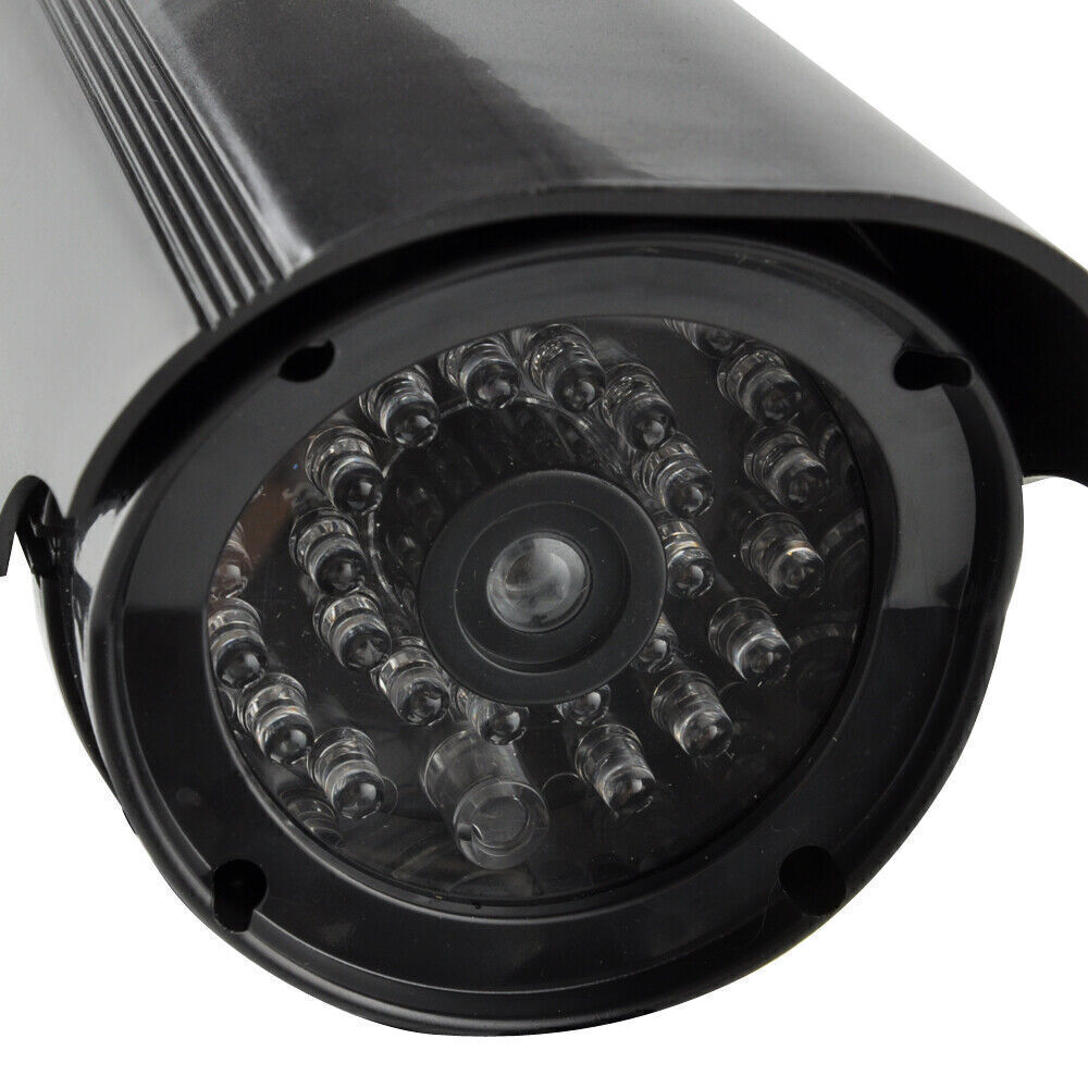 Solar Dummy Fake CCTV Security Camera w/ Solar Panel Flash LEDs Waterproof Black