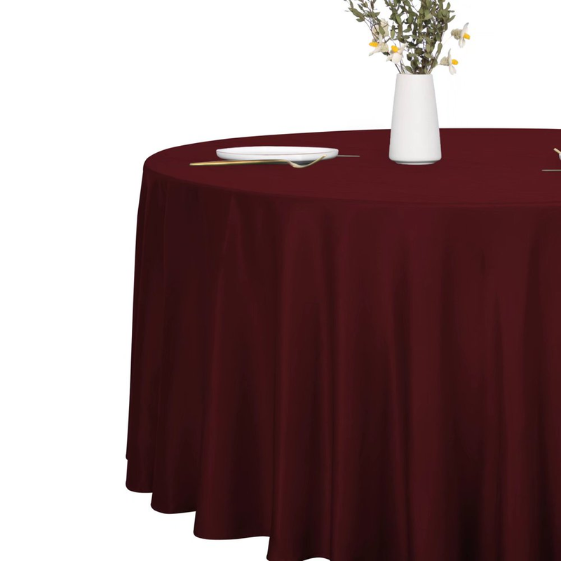 round Tablecloth -70 Inch Burgundy- Stain and Water Resistant Table Cover for Ki